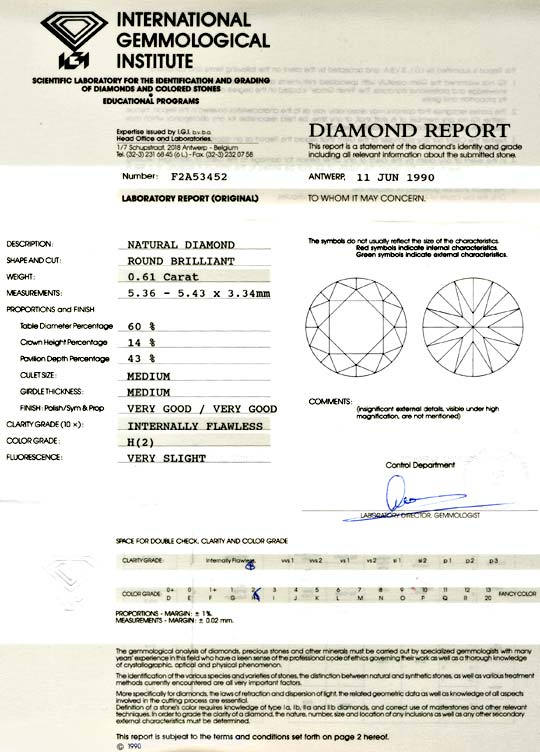 Foto 9 - Diamant IGI 0,61ct Brillant, Lupenrein Wesselton, D5735