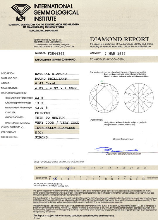Foto 9 - Diamant 0,42ct Brillant IGI Expertise Lupenrein River E, D6407