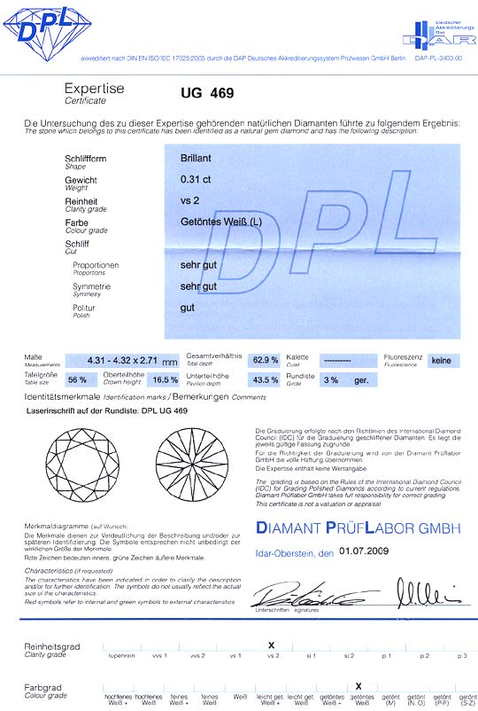 Foto 9 - Brillant 0,31ct Top Cape VS2 Laser Gravur DPL Expertise, D6437