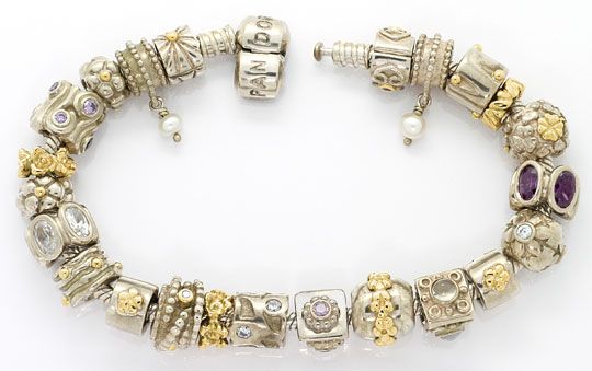 Foto 1 - Pandora Charms Armband Diamanten Edelsteine Silber Gold, R4575