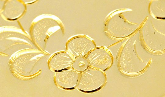 Foto 3 - Gold Medaillon mit Figaro Goldkette Blütengravur, S6923